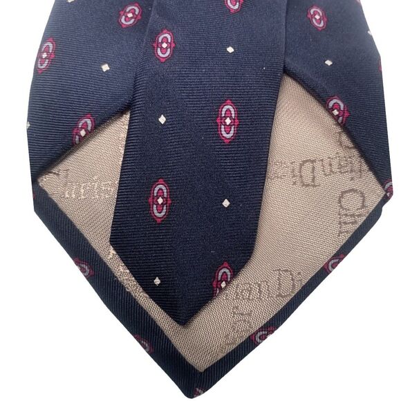 Christian Dior Navy Blue Silk Mens Neck Tie WPL125 Dress Business Formal Trendy - Picture 7 of 9